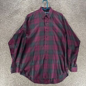 Ralph Lauren Shirt Mens Medium Purple Black Plaid Blake Button Up Cotton Vintage